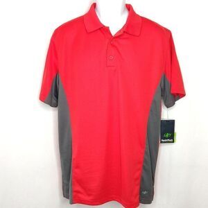 NEW Nordictrack Athletic Polo Shirt Sz L Red Gray Polyester Short Sleeve